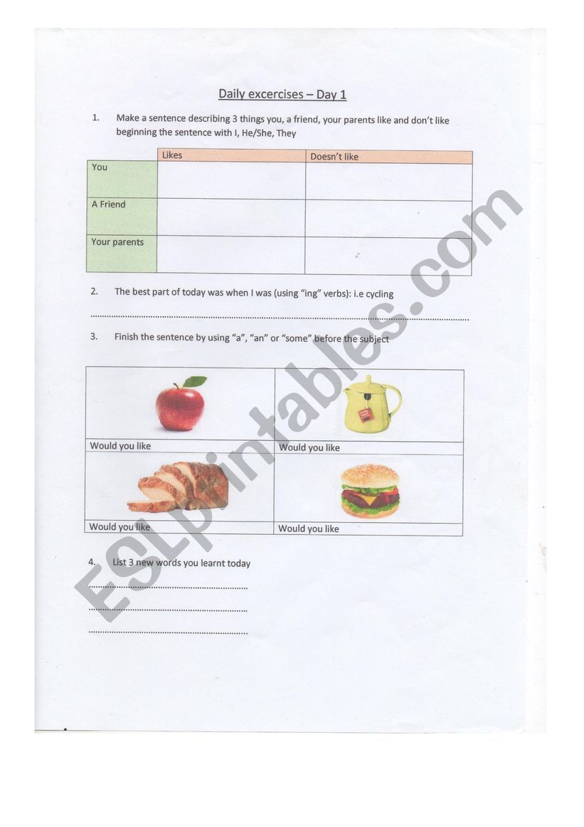 Basic grammar exc 1 worksheet