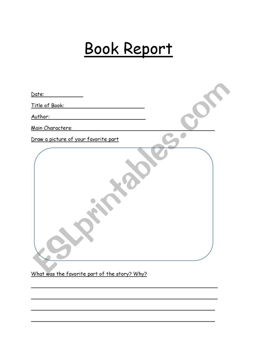 bookreport templete worksheet