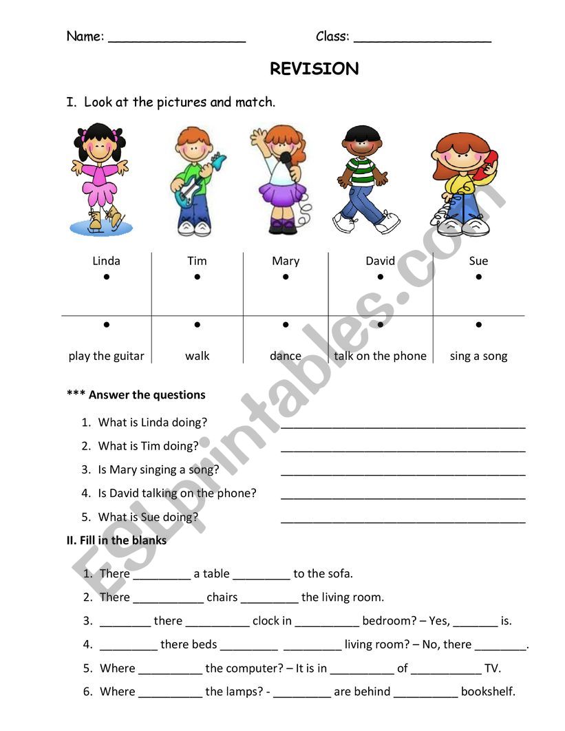 revise Ving + there is /are  worksheet