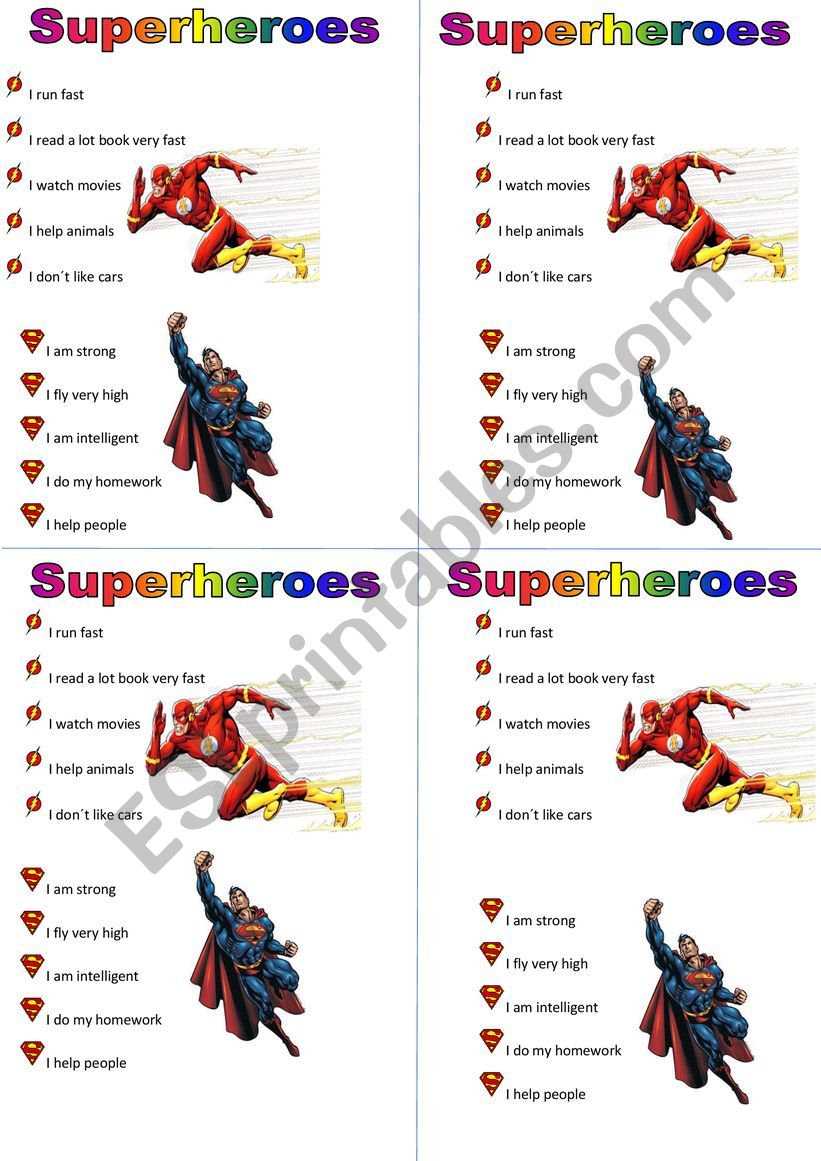 Superhero song - ESL worksheet by emorel14