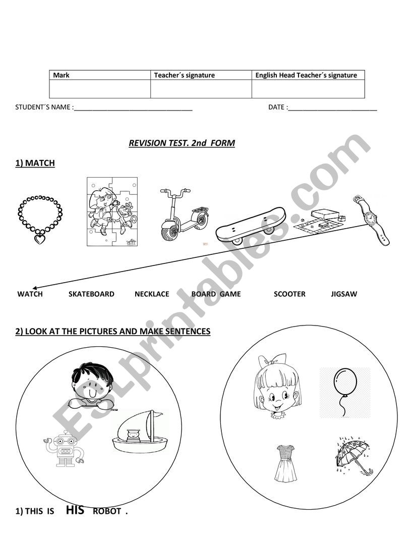 test worksheet