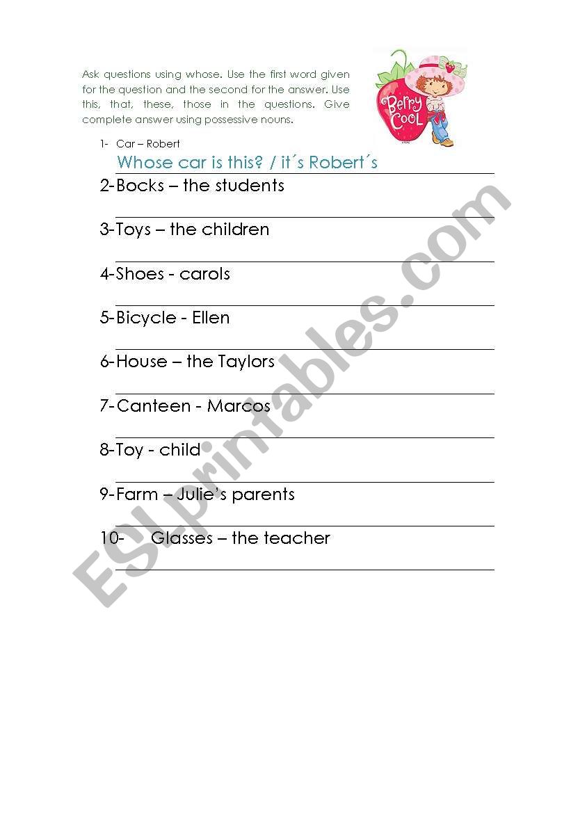 practice with whose worksheet