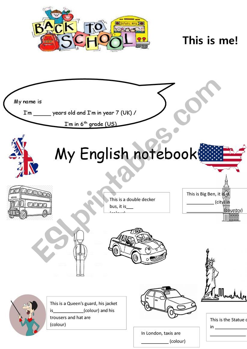 Notebook first page worksheet