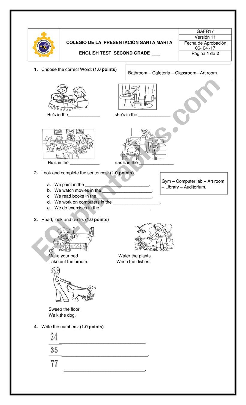 Test preparation  worksheet