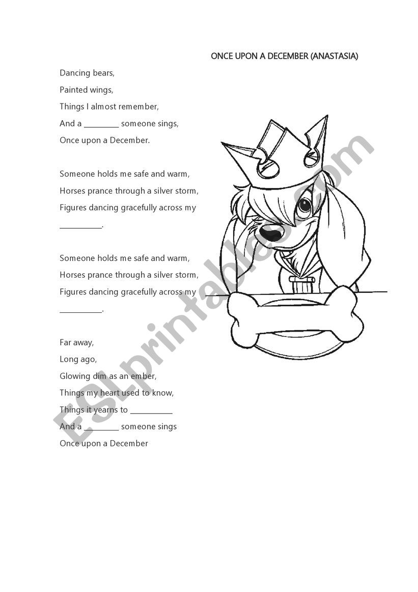 Anastasia song worksheet