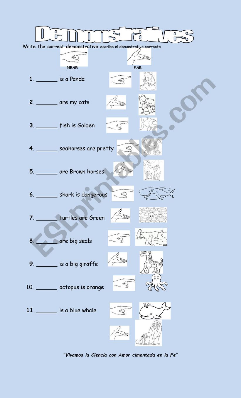 Demonstratives exercises worksheet