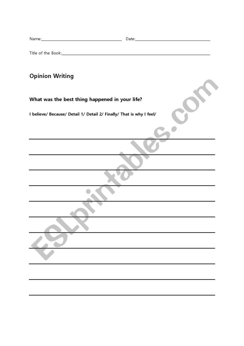 Opinion Writing worksheet