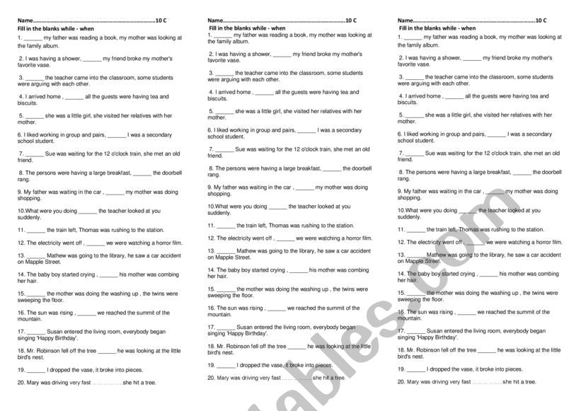 Conjunctions  worksheet