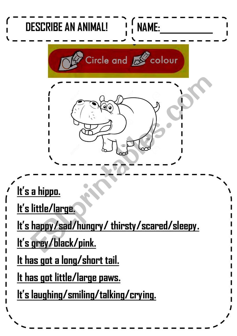 Describe an animal - ESL worksheet by nikiforka