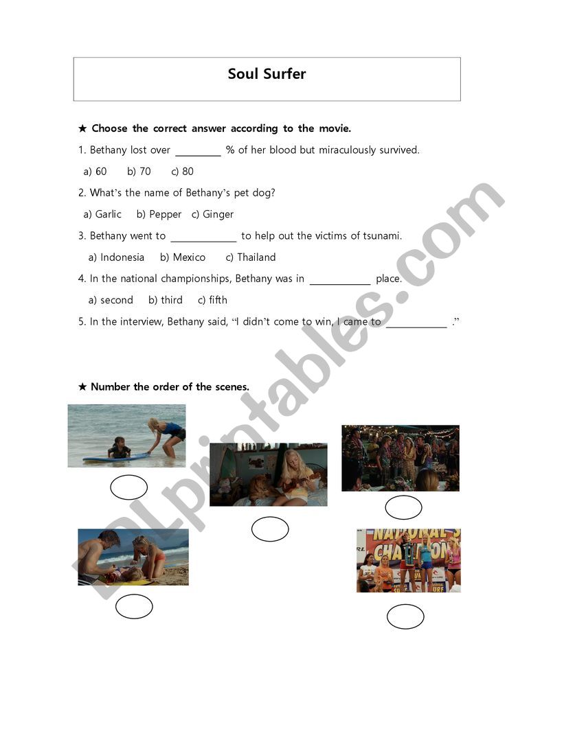 soul surfer worksheet 3 worksheet