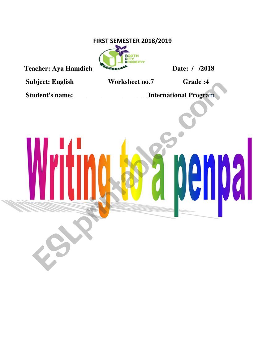 penpal worksheet