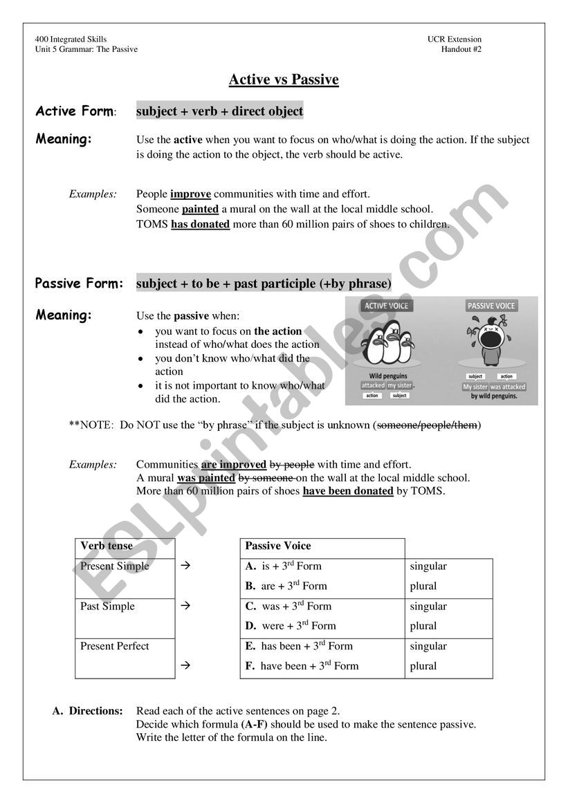 Passive Voice worksheet