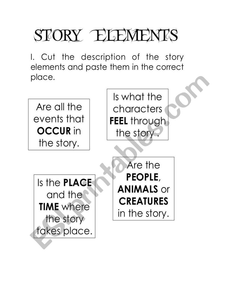 STORY ELEMENTS worksheet