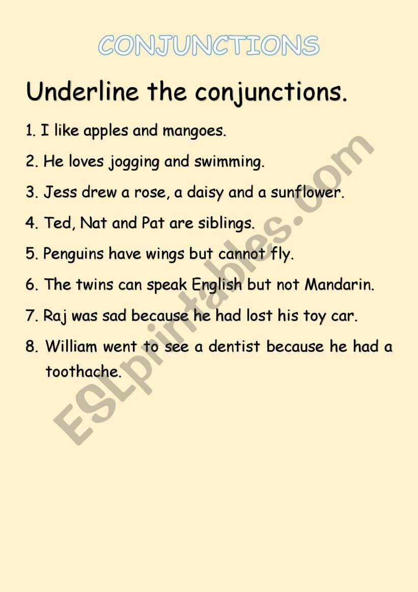 Conjunctions ESL Worksheet By Tschant