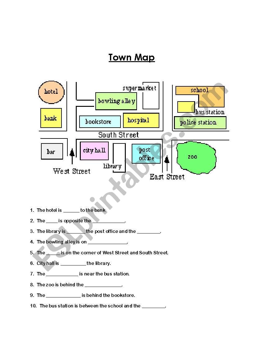 Town map worksheet
