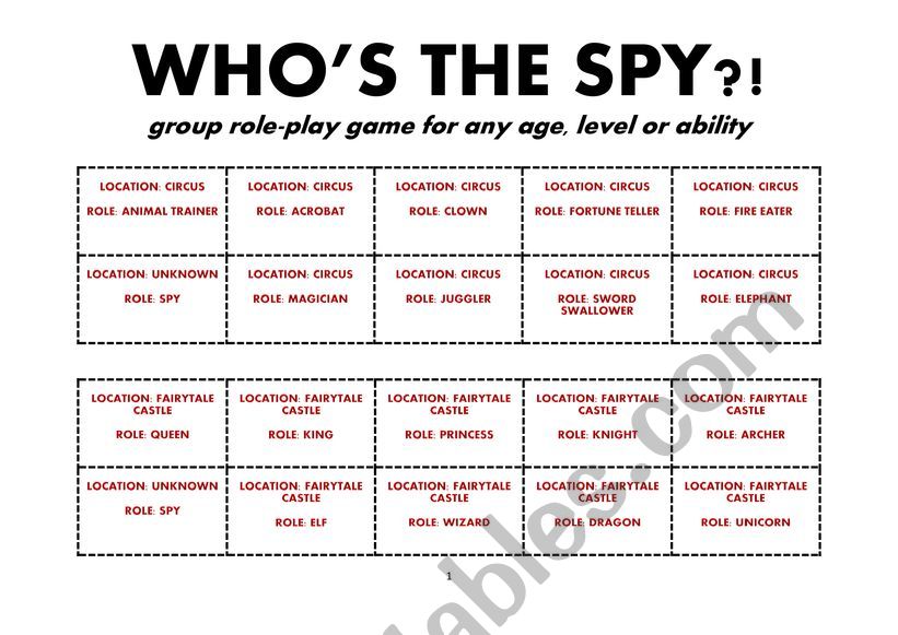 Whos the Spy? worksheet