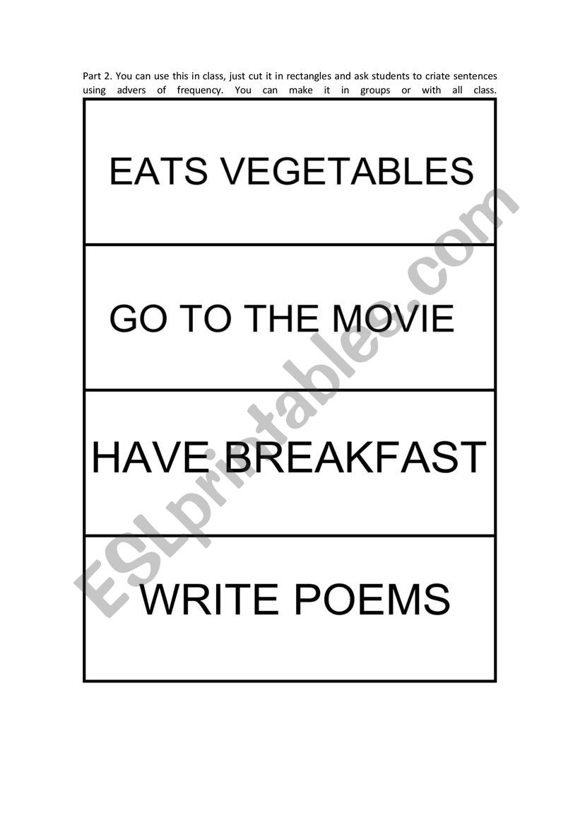 Adverbs of frequency part 1 worksheet