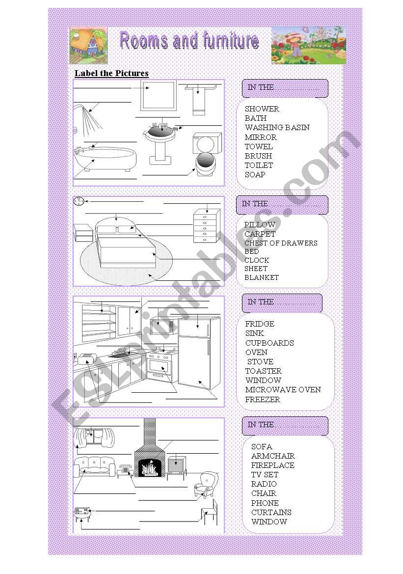 The House Rooms and Furniture worksheet