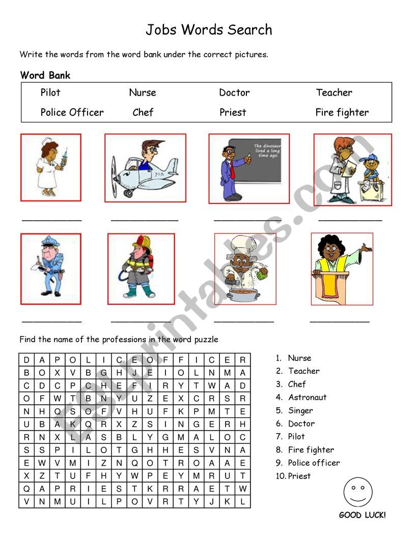 jobs and professions  worksheet