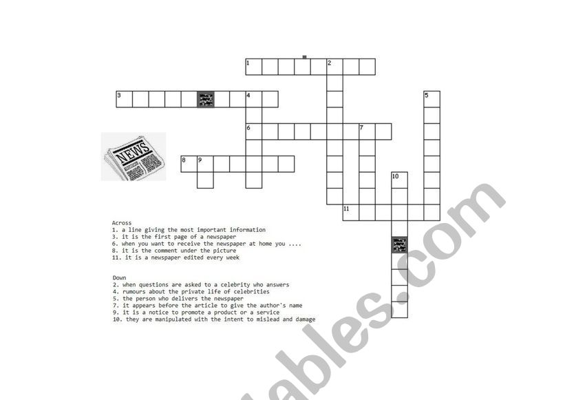 Newspaper vocabulary : a crossword