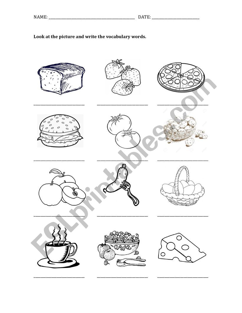 Food vocabulary - ESL worksheet by Adri.Colombo