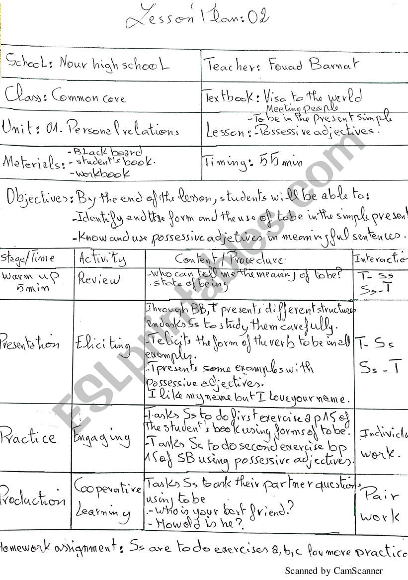 Lesson plan 02 worksheet