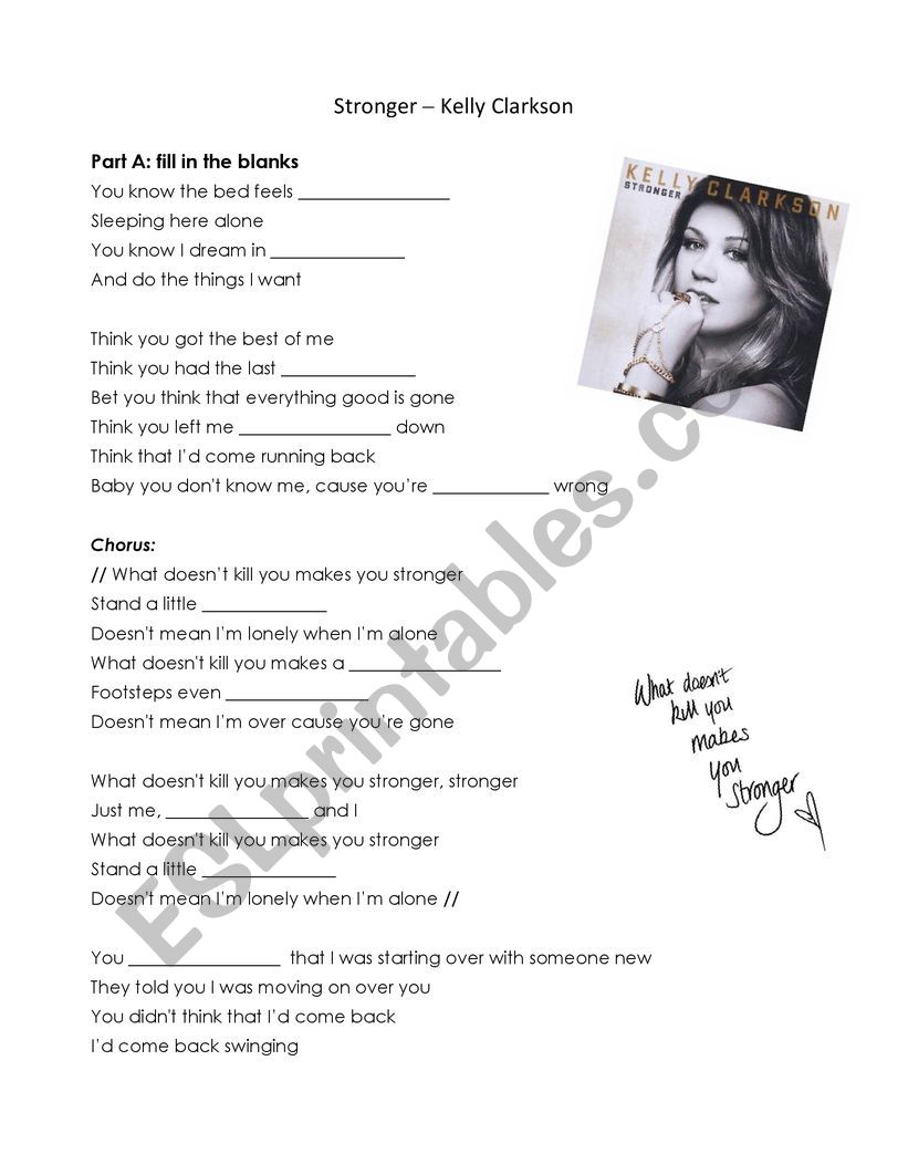 Song Stronger Comparative And Superlative Adjectives ESL Worksheet By Katieso