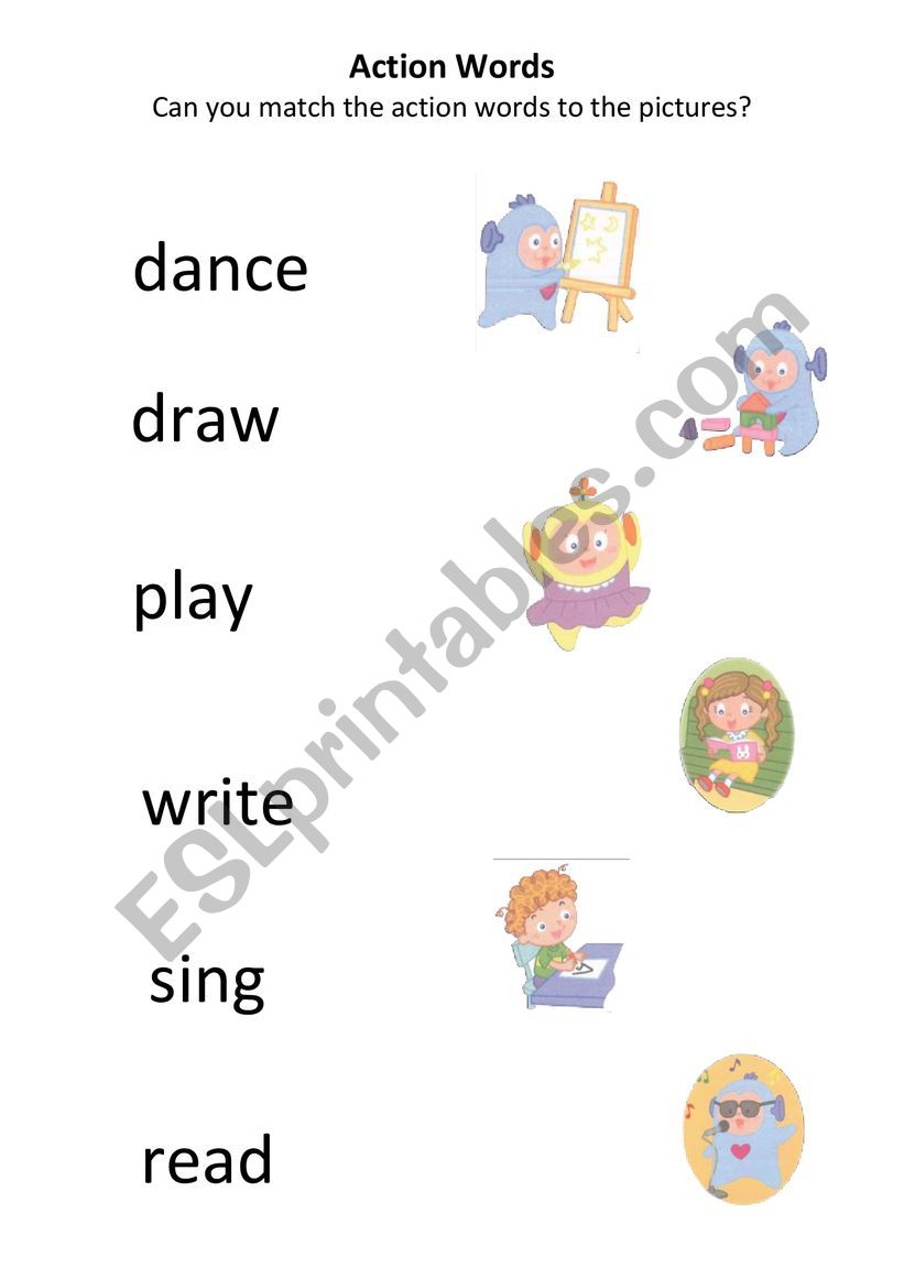 Action words 2 worksheet