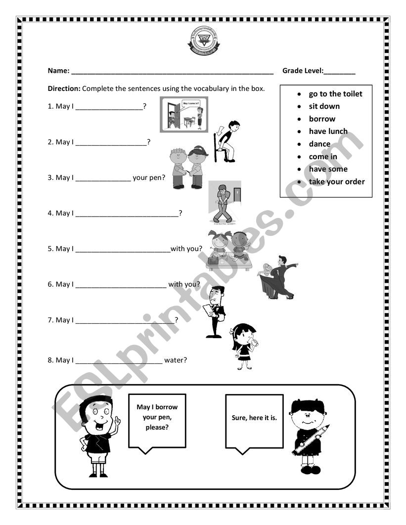 May i worksheet