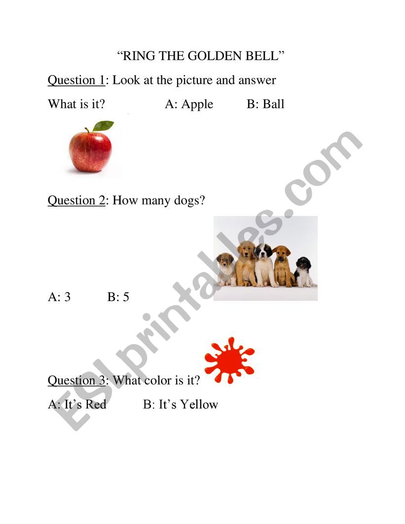 Question for kids worksheet