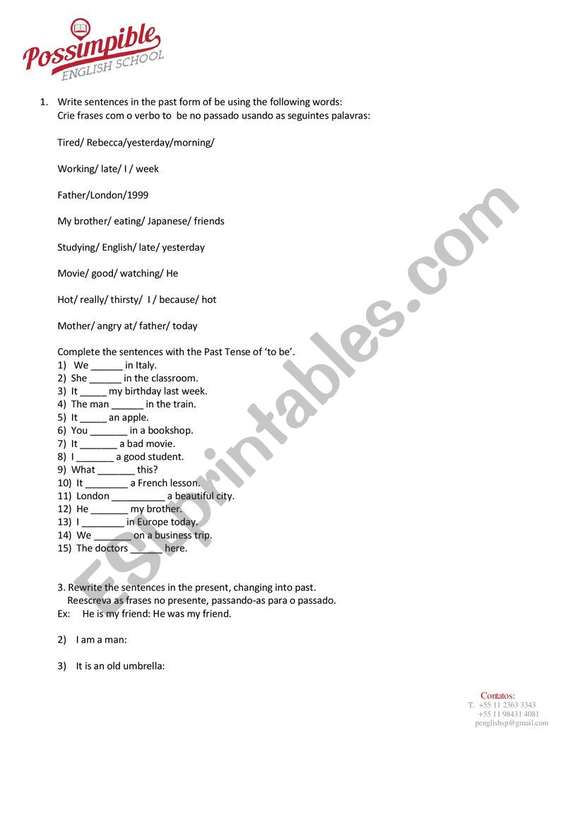 verb to be exercise worksheet