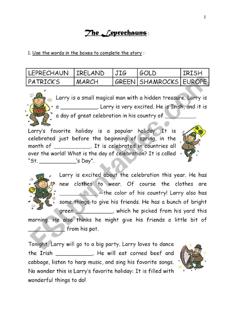 The Leprechauns worksheet