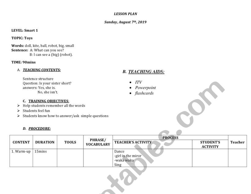 doll ,kite worksheet