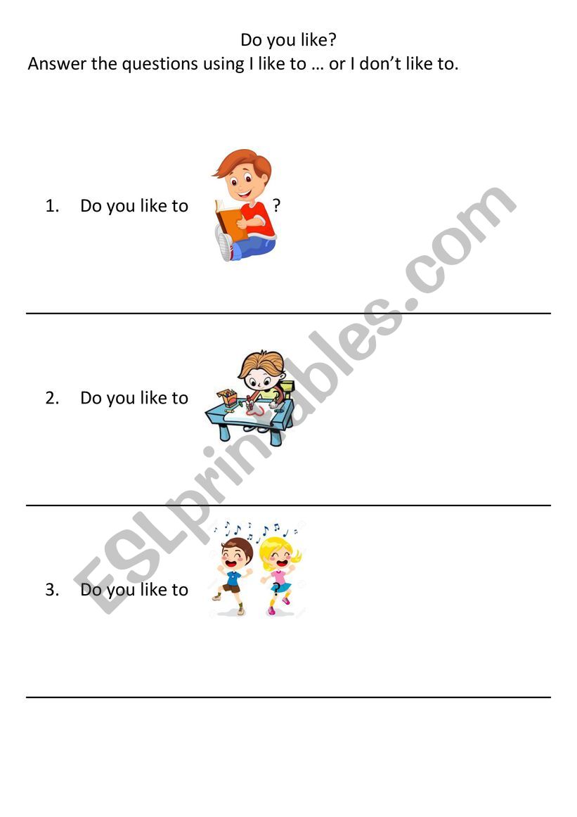 What do you like to do? worksheet