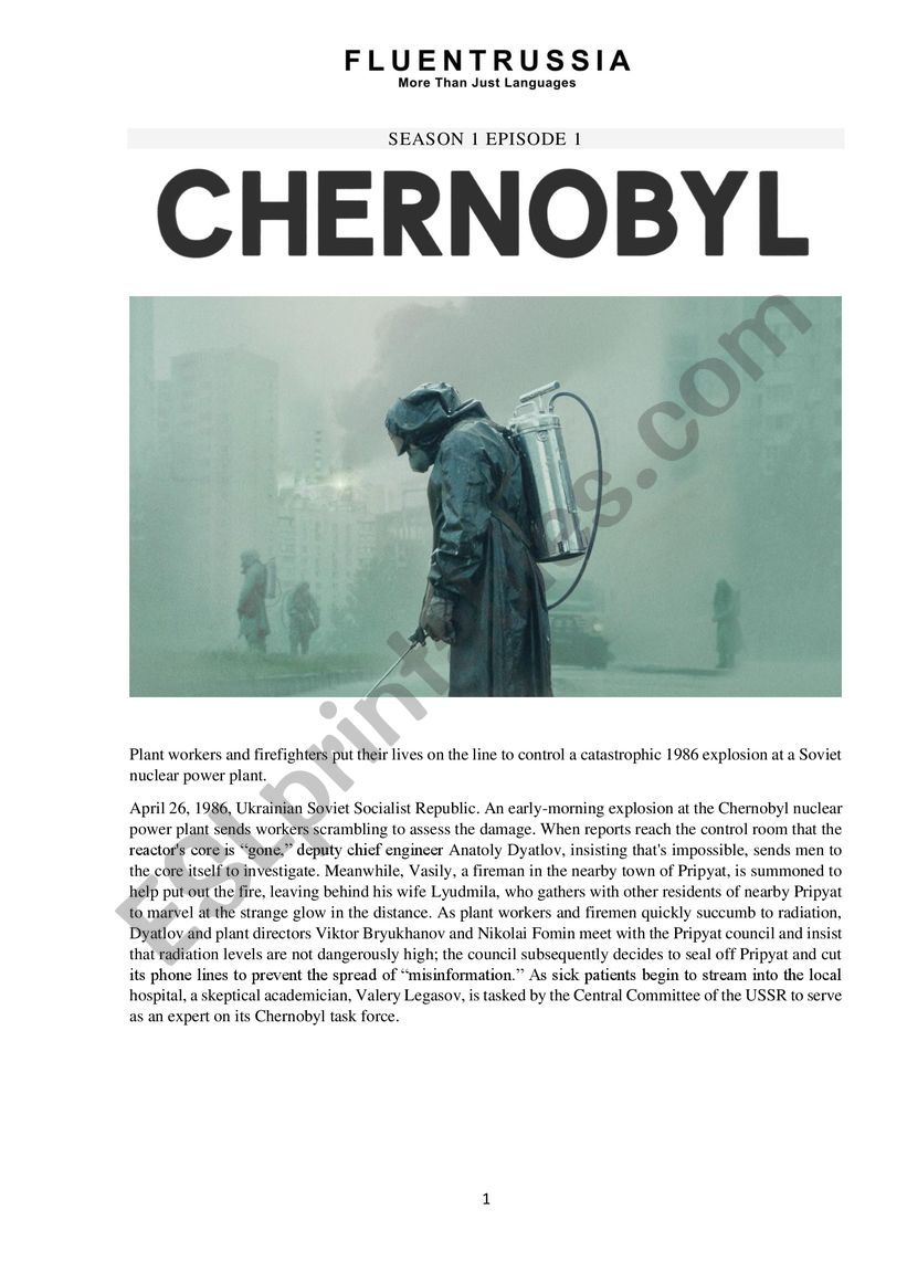 CHERNOBYL miniseries 1 ESL worksheet by Syssoliatina