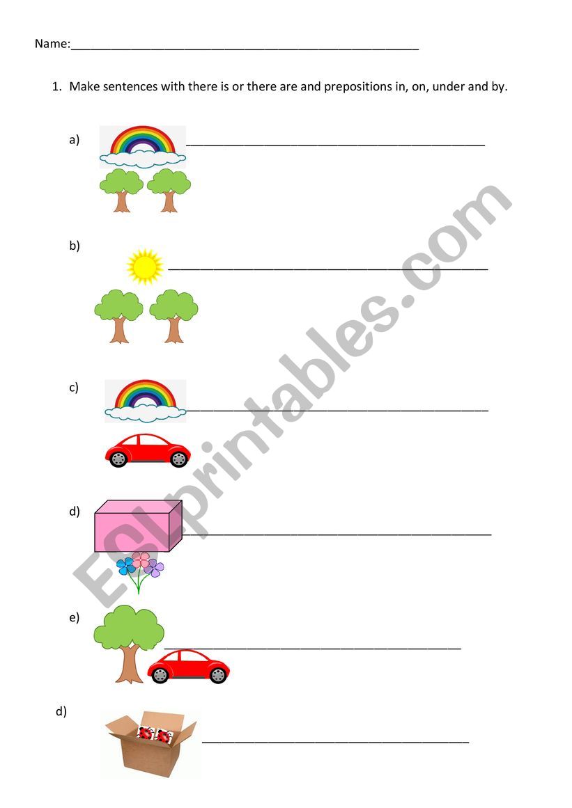 NATURE AND PREPOSITIONS  worksheet