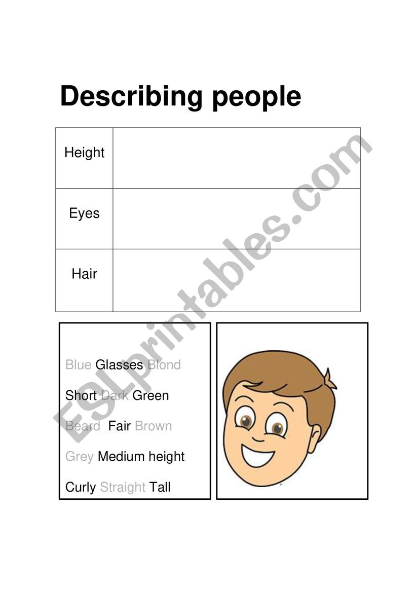 Describing people  worksheet