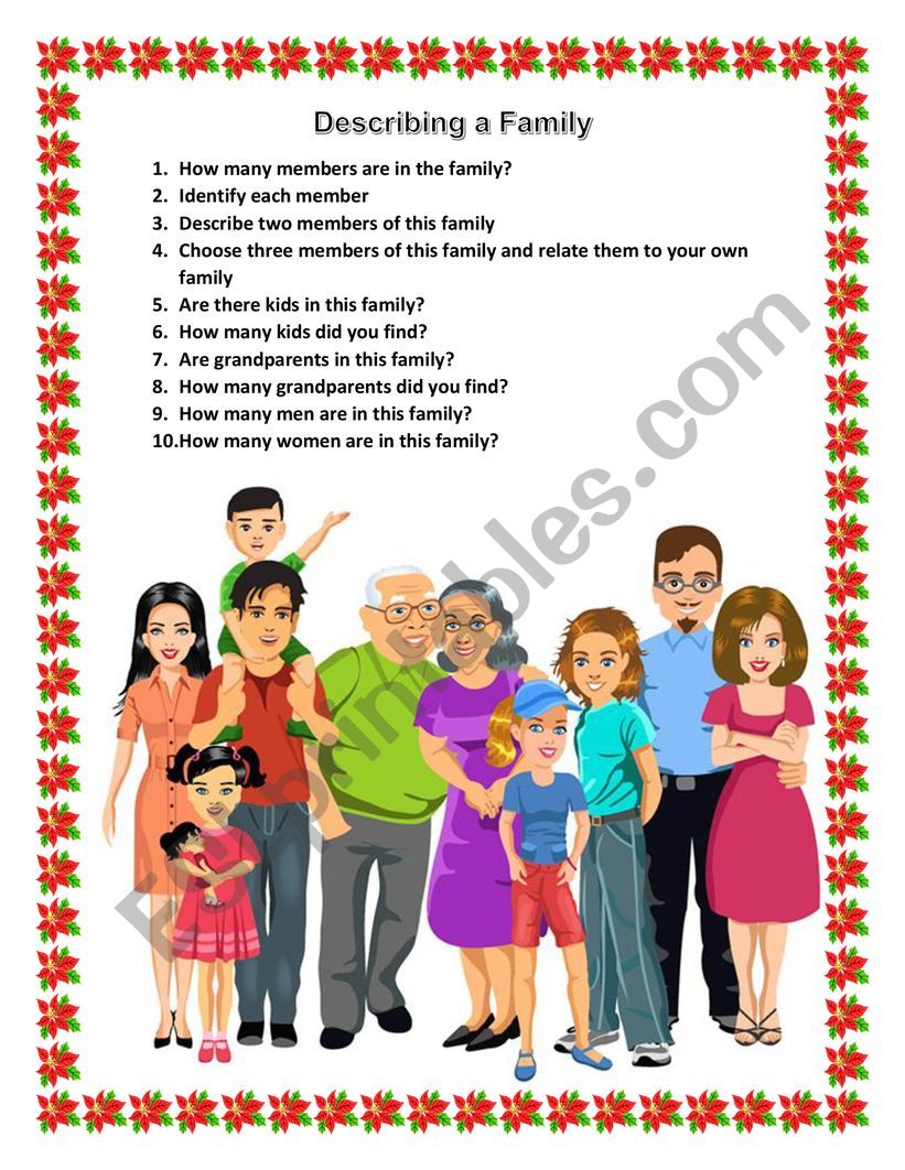 Describing a family worksheet