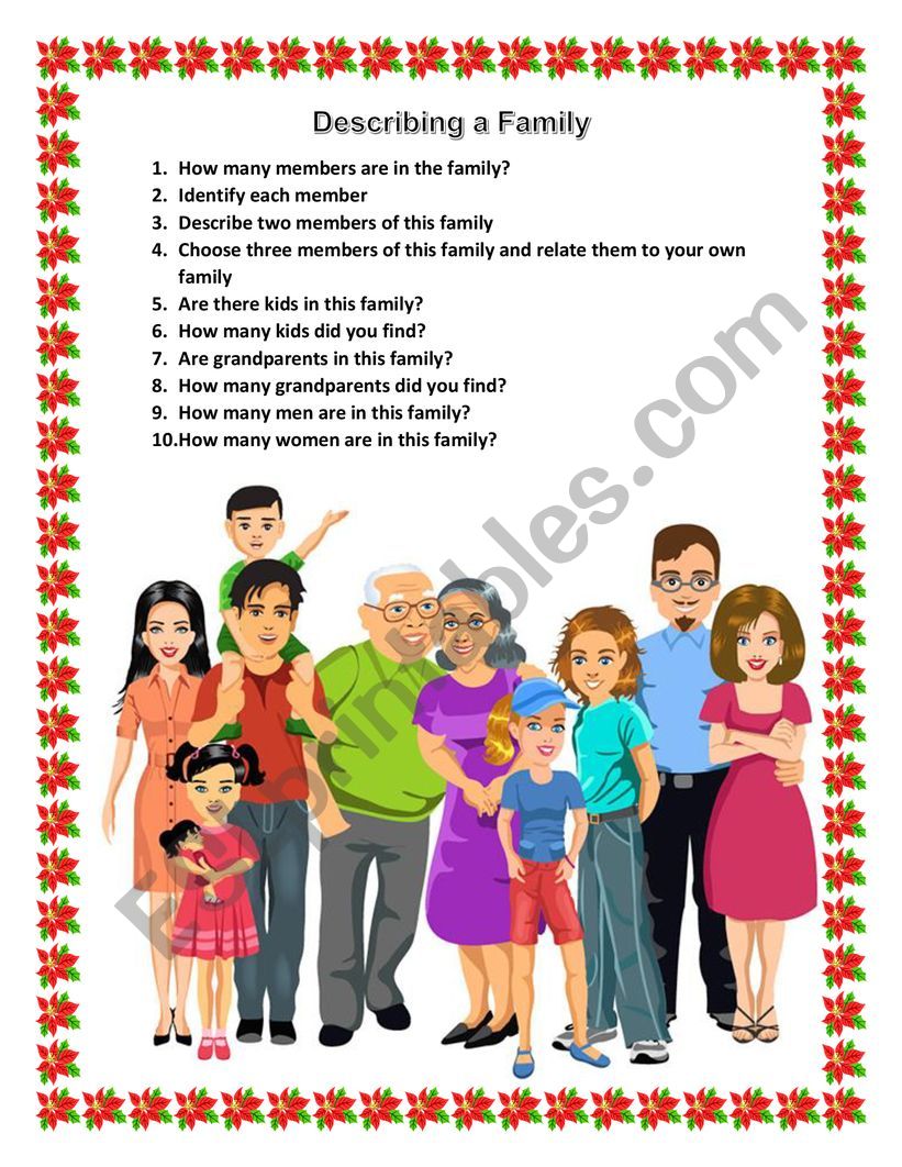 Describing A Family ESL Worksheet By Tanashiri