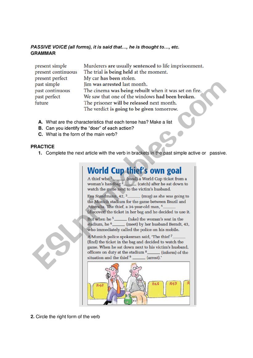 passive voice worksheet