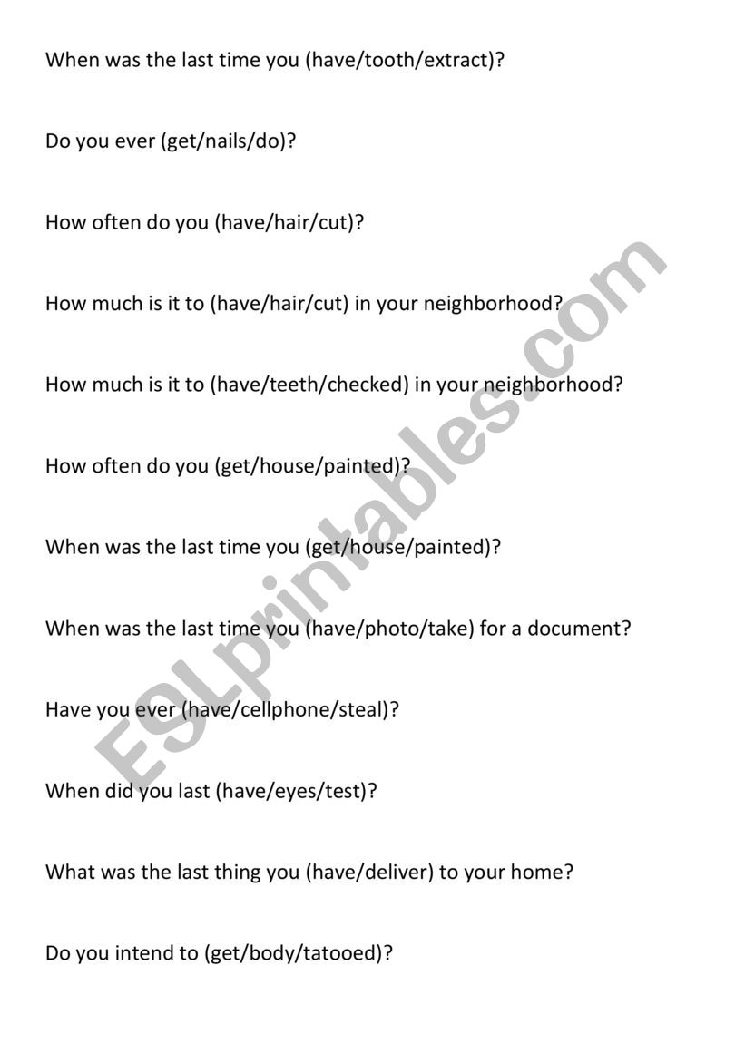 Causative questions worksheet