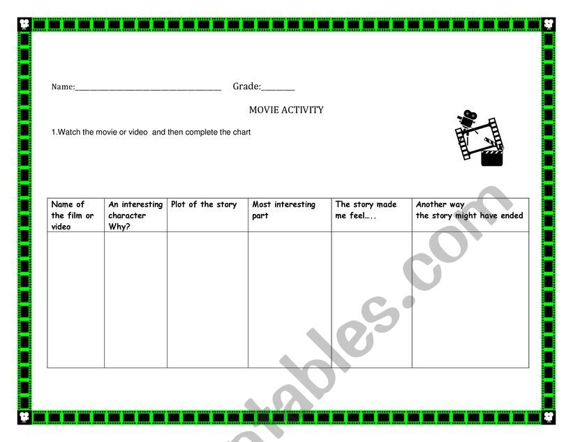 Movies worksheet worksheet