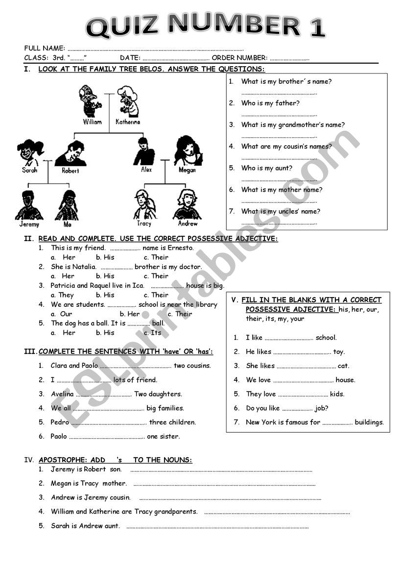 My family tree worksheet