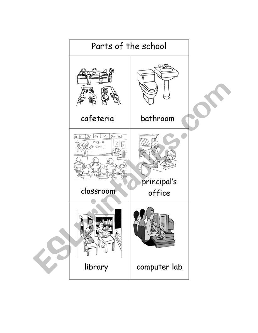 Parts of the school worksheet