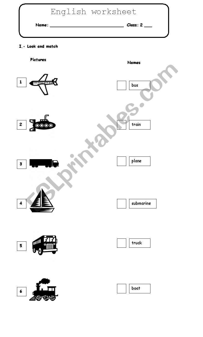 Transports worksheet