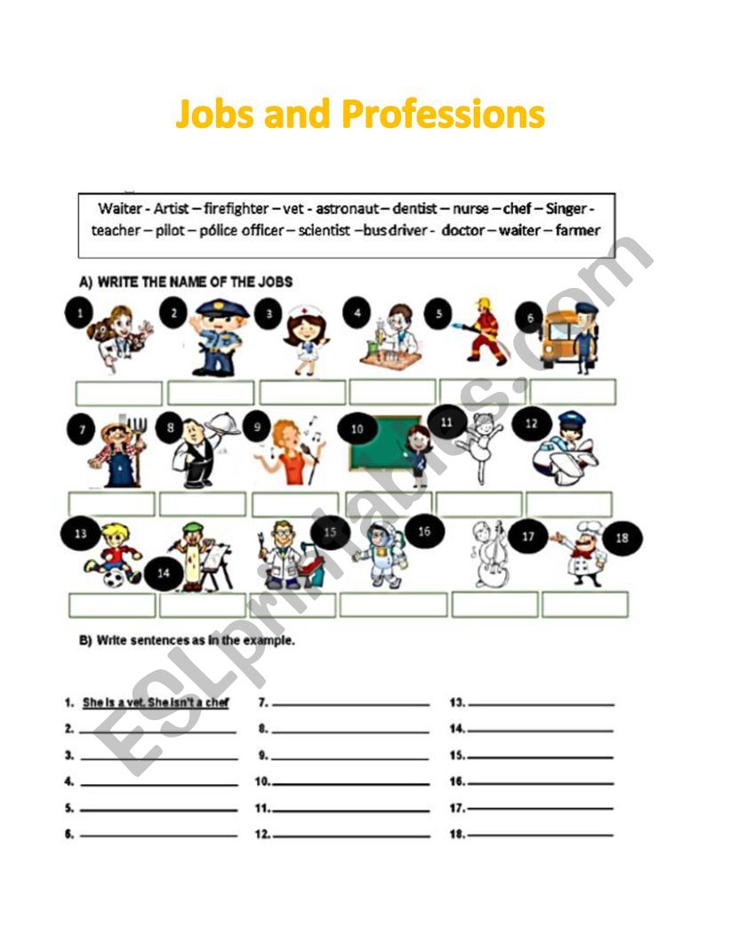 Jobs and Ocuppations worksheet