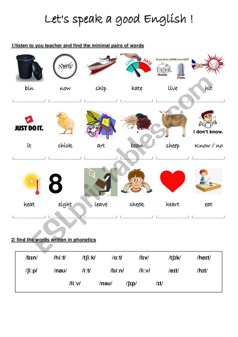 phonetics worksheet