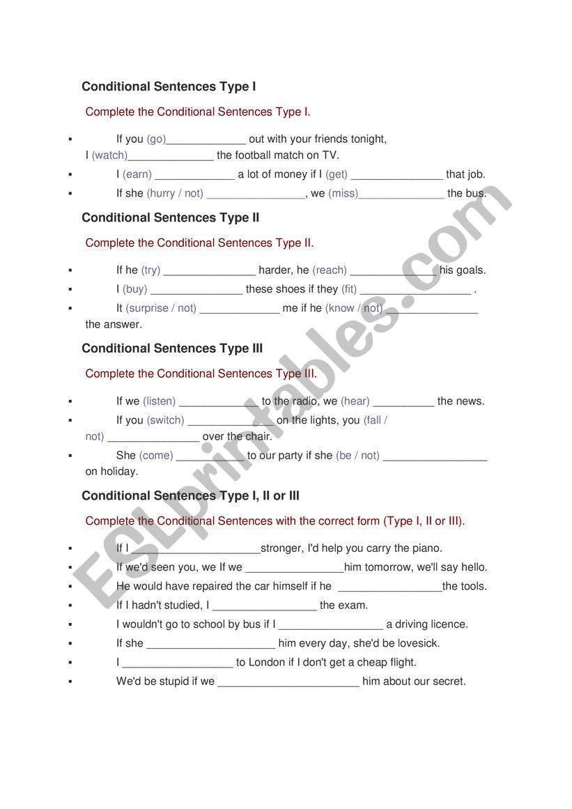 Conditional worksheet