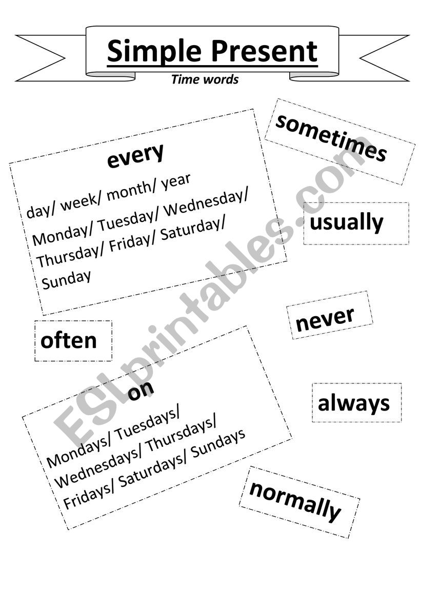 Timewords simple present worksheet