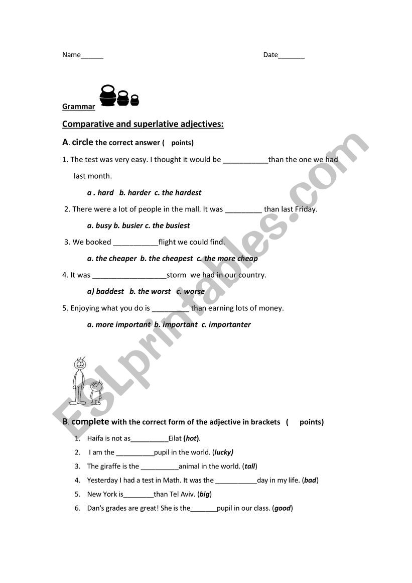 Comparative and superlative adjectives.